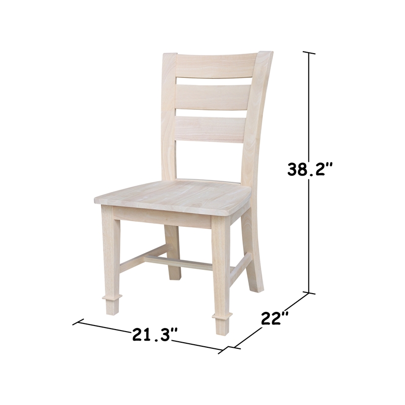 International Concepts Set of Two Tuscany Solid Wood Dining Chairs in Unfinished