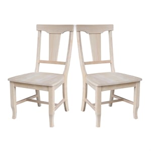 International Concepts Set of Two Solid Wood Panel Back Chairs in Unfinished