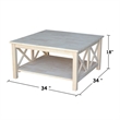 International Concepts Hampton Square Natural Wood Coffee Table