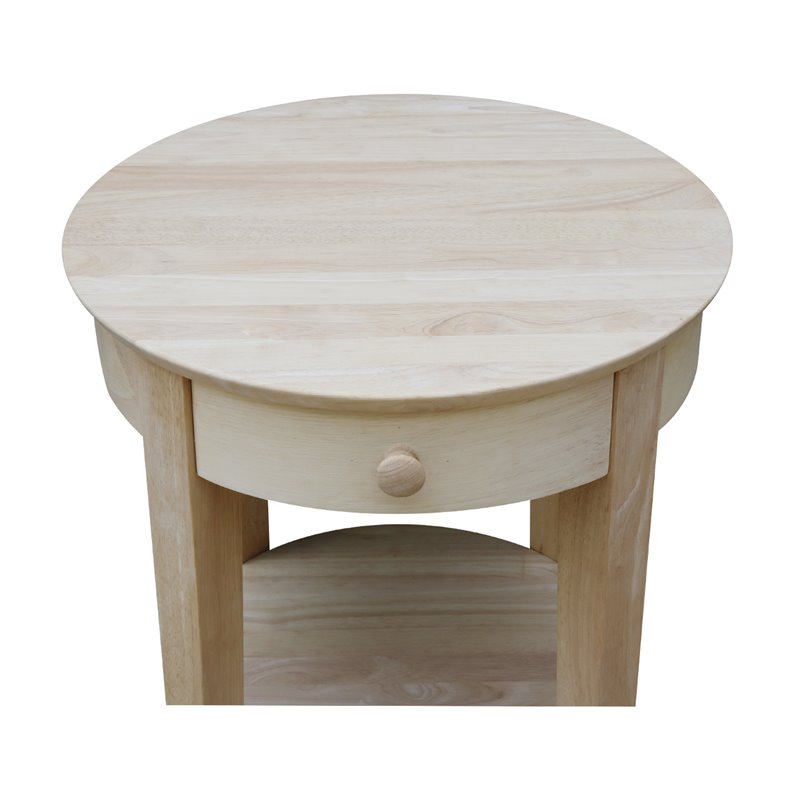 International Concepts Solid Wood Philips End Table - Natural Unfinished