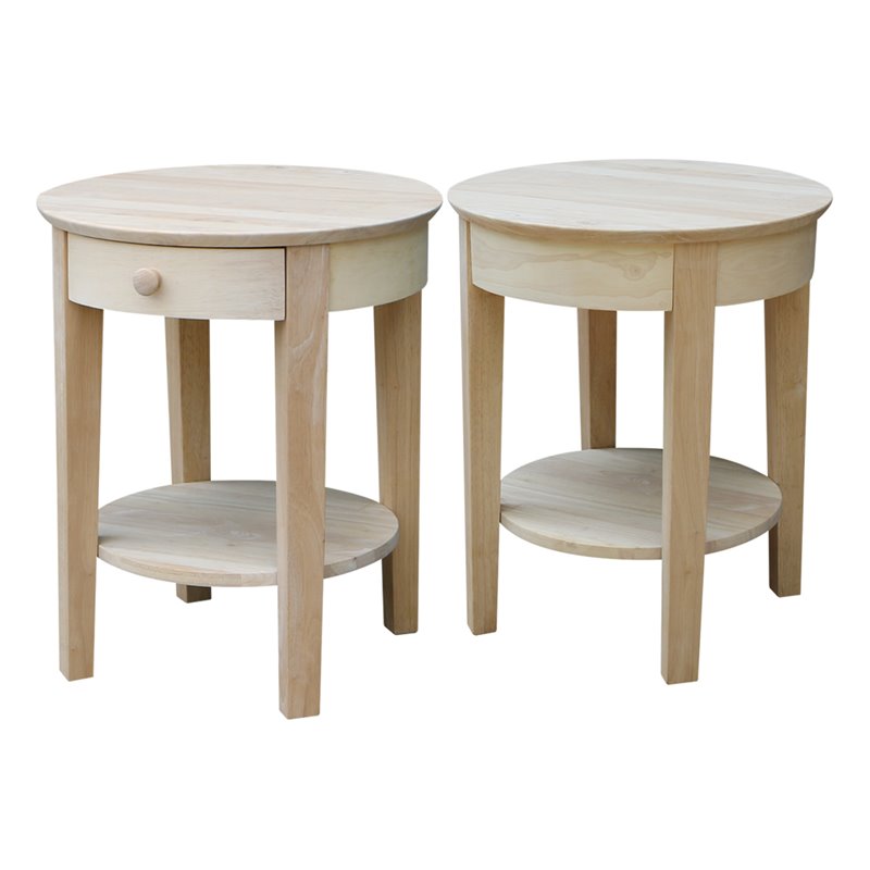 International Concepts Solid Wood Philips End Table - Natural Unfinished