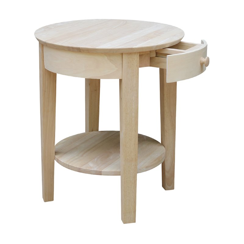 International Concepts Solid Wood Philips End Table - Natural Unfinished