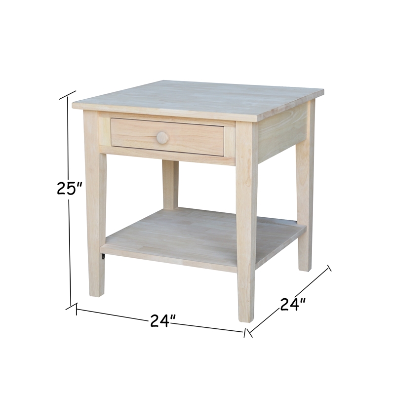 International Concepts Spencer End Table  Unfinished