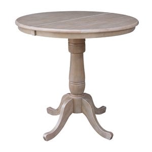 36&quot Round Top Pedestal Table With 12&quot Leaf - 35.3&quotH - Dining or Counter Height