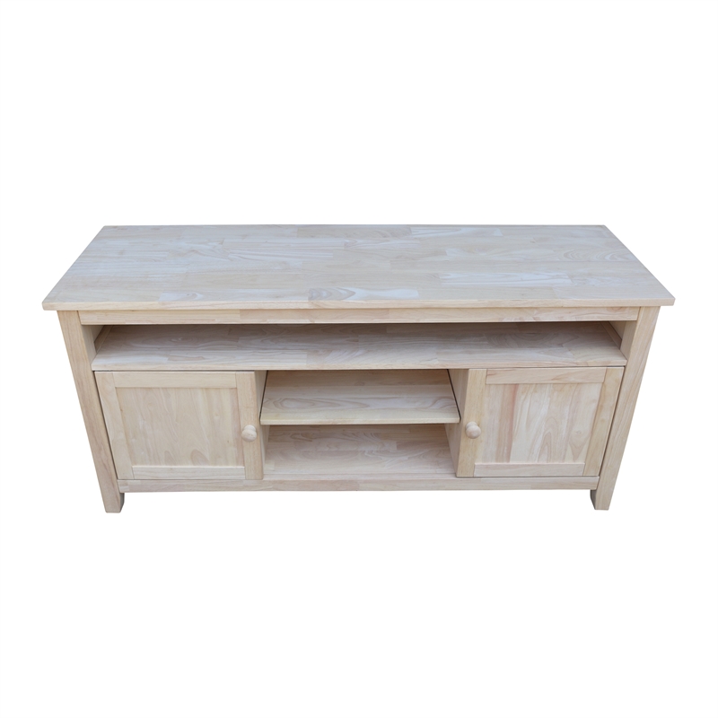 International Concepts Entertainment Solid Wood TV Stand with 2 Doors-Unfinished