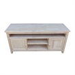 International Concepts Entertainment Solid Wood TV Stand with 2 Doors-Unfinished
