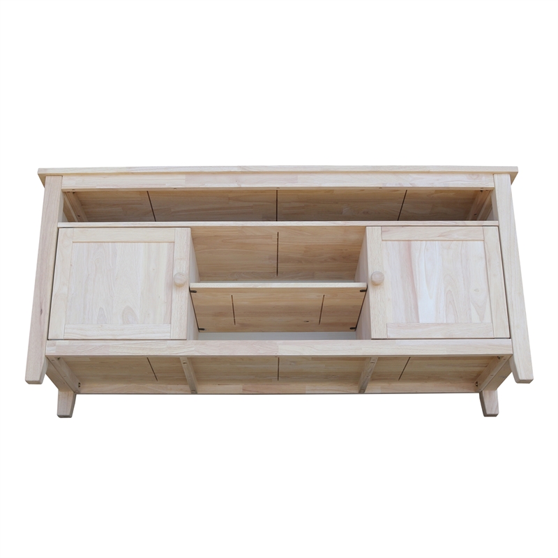 International Concepts Entertainment Solid Wood TV Stand with 2 Doors-Unfinished