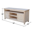 International Concepts Entertainment Solid Wood TV Stand with 2 Doors-Unfinished