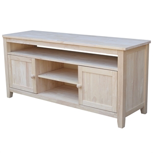 International Concepts Entertainment Solid Wood TV Stand with 2 Doors-Unfinished