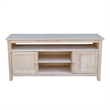 International Concepts Entertainment Solid Wood TV Stand with 2 Doors-Unfinished