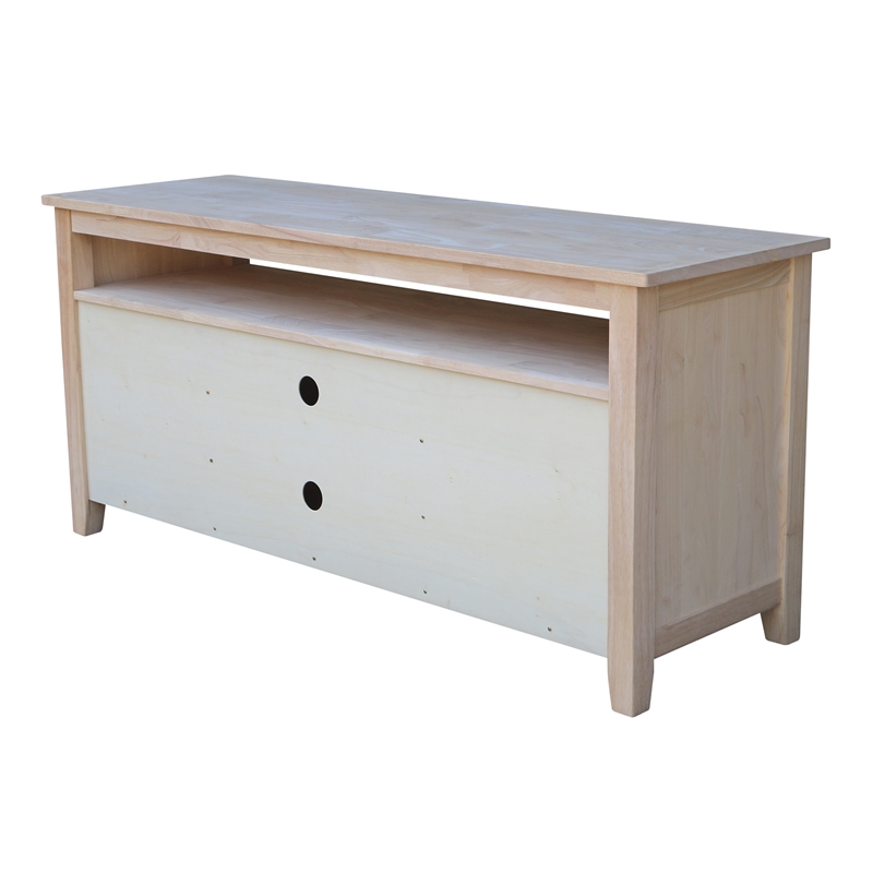 International Concepts Entertainment Solid Wood TV Stand with 2 Doors-Unfinished