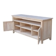 International Concepts Entertainment Solid Wood TV Stand with 2 Doors-Unfinished