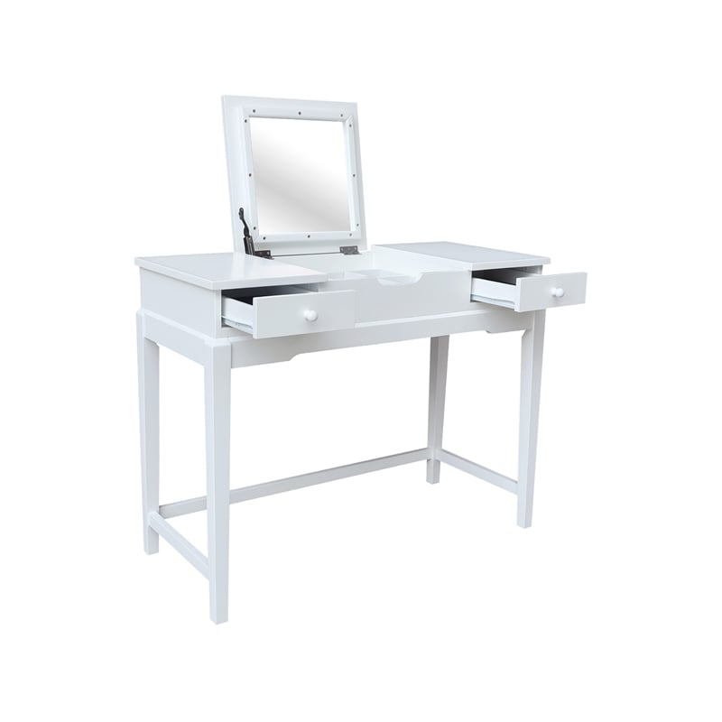 International Concepts Solid Wood Vanity Table  in White