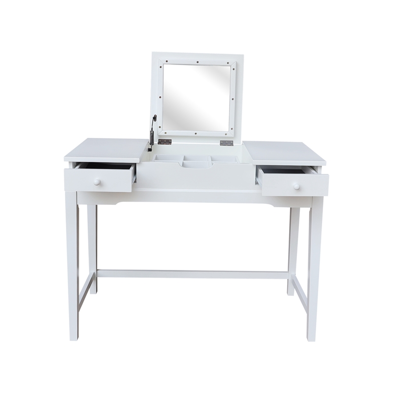 International Concepts Solid Wood Vanity Table  in White