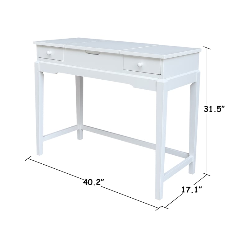 International Concepts Solid Wood Vanity Table With Bench in White