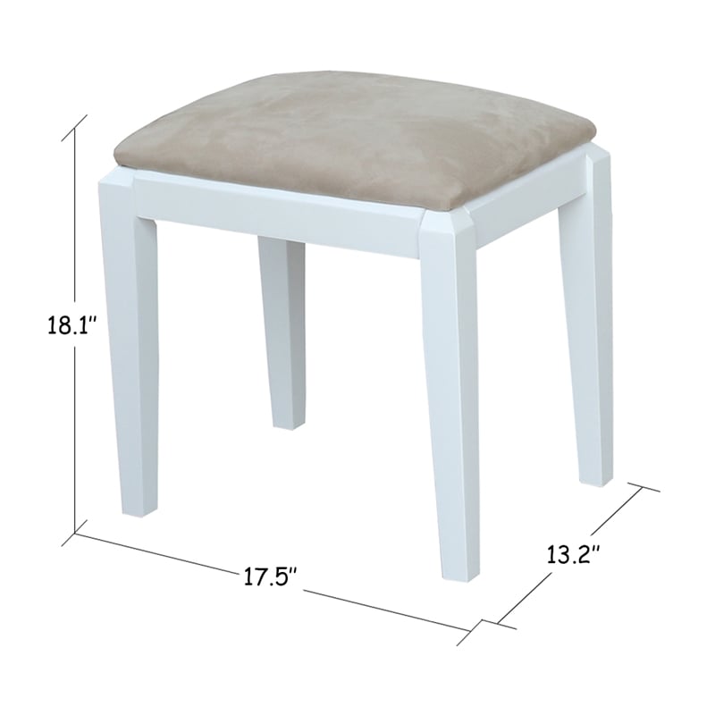 International Concepts Solid Wood Vanity Table With Bench in White