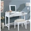 International Concepts Solid Wood Vanity Table With Bench in White