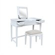 International Concepts Solid Wood Vanity Table With Bench in White