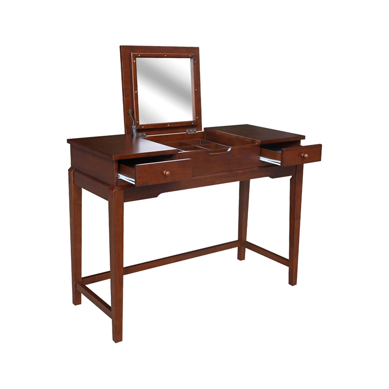International Concepts Solid Wood Vanity Table in Espresso