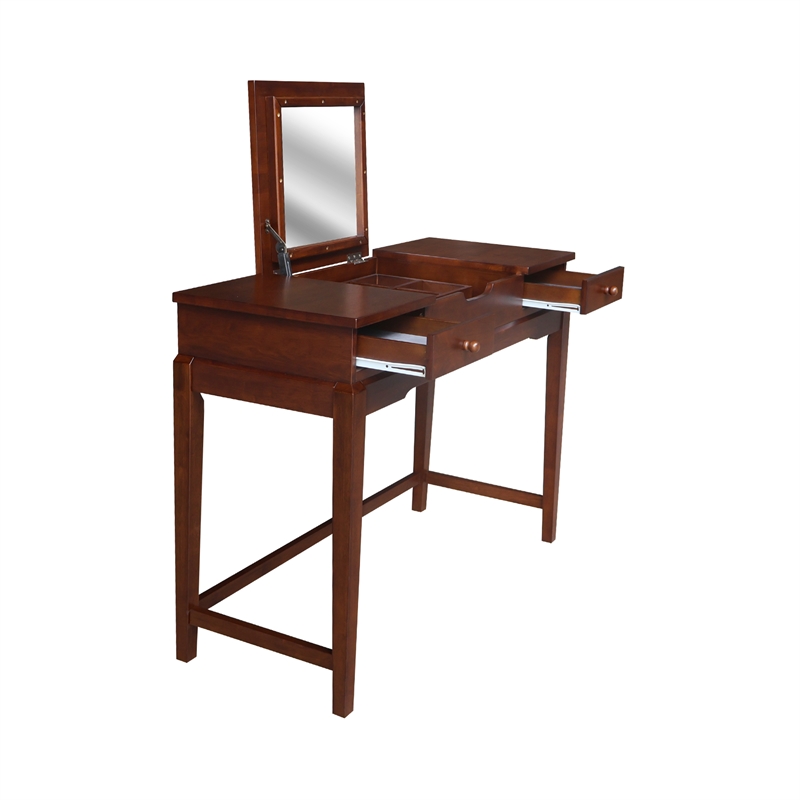 International Concepts Solid Wood Vanity Table in Espresso