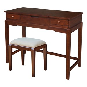 vanity table with vanity bench