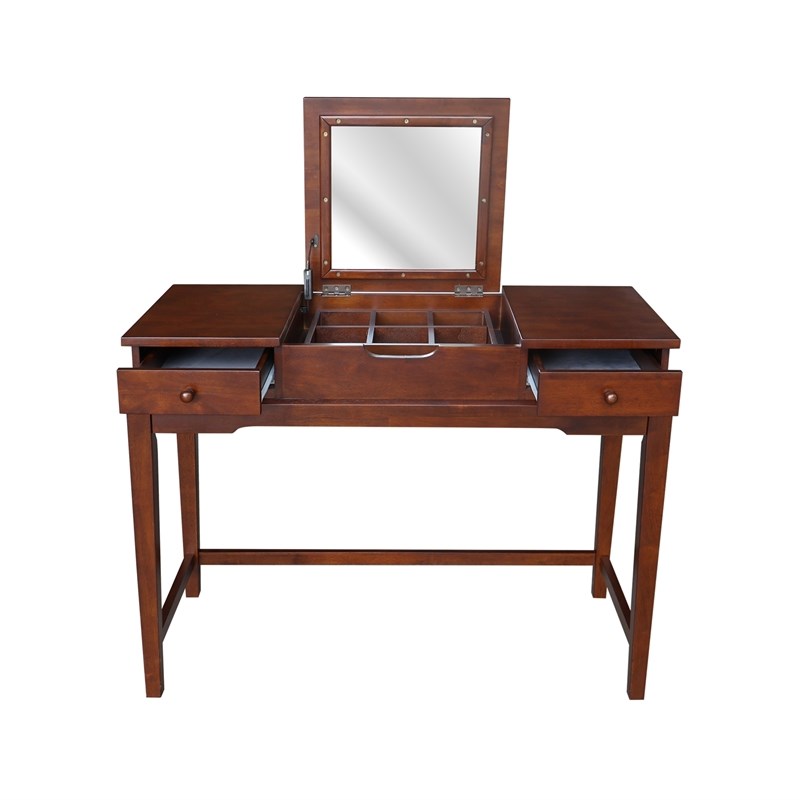 International Coincepts Solid Wood Vanity Table With Bench in Espresso