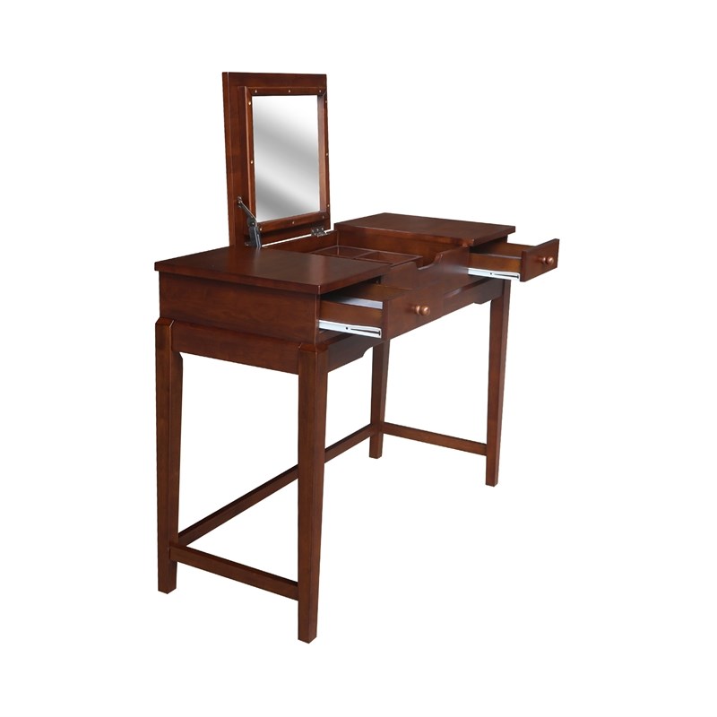 International Coincepts Solid Wood Vanity Table With Bench in Espresso