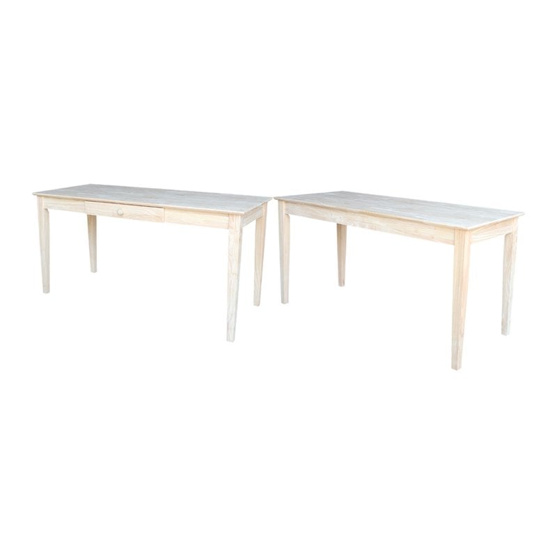 International Concepts Unfinished Solid Wood Writing Desk With Drawer