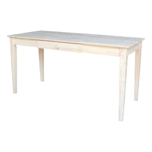 Unfinished Solid Wood Writing Desk With Drawer