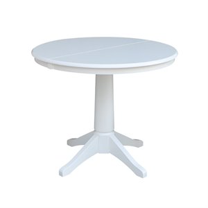 36&quot Round Top Pedestal Table With 12&quot Leaf - 30.1&quotH - Dining Height