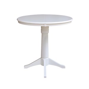36&quot Round Top Pedestal Table With 12&quot Leaf - 36.1&quotH - Dining or Counter Height