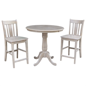 36&quot Round Extension Dining Table 34.9&quotH With 2 San Remo Counter height Stools
