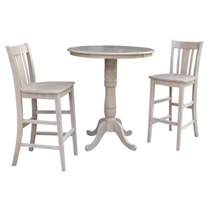 36&quot Round Extension Dining Table 40.9&quotH With 2 San Remo Bar height Stools