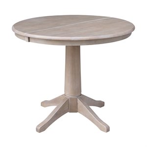 36&quot Round Top Pedestal Table With 12&quot Leaf - 30.1&quotH - Dining Height