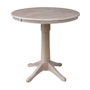 36&quot Round Top Pedestal Table With 12&quot Leaf - 36.1&quotH - Dining or Counter Height