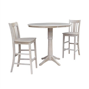 36&quot Round Extension Dining Table 40.9&quotH With 2 San Remo Bar height Stools