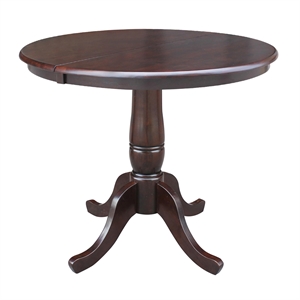 International Concepts Round Extendable Pedestal Dining Table in Mocha Brown
