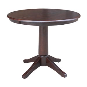 36&quot Round Top Pedestal Table With 12&quot Leaf - 30.1&quotH - Dining Height