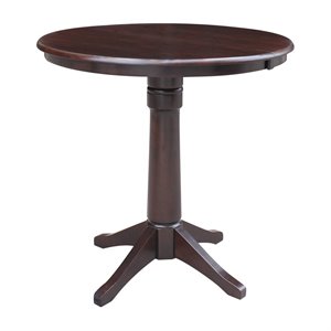 36&quot Round Top Pedestal Table With 12&quot Leaf - 36.1&quotH - Dining or Counter Height