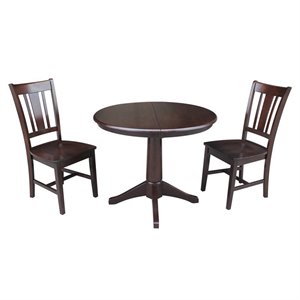International Concepts 36&quot Round Extension Dining Table With 2 San Remo Chairs