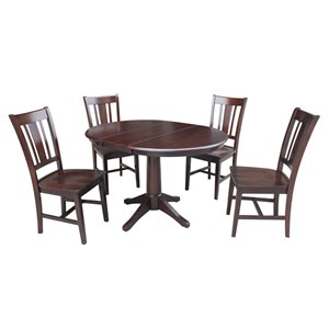 International Concepts 36&quot Round Extension Dining Table With 2 San Remo Chairs