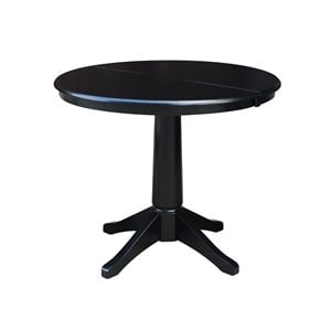 36&quot Round Top Pedestal Table With 12&quot Leaf - 28.9&quotH - Dining Height