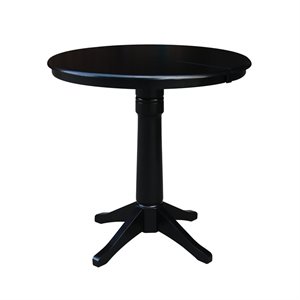 36&quot Round Top Pedestal Table With 12&quot Leaf - 34.9&quotH - Dining or Counter Height