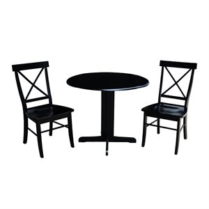 International Concepts 36&quot Dual Drop Leaf Table With 2 X-Back Chairs