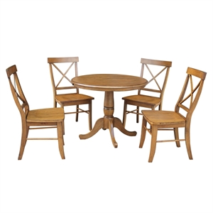 36&quot Round Top Pedestal Ext Table With 12&quot Leaf And 4 X-Back Rta Chairs