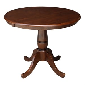 36&quot Solid Wood Round Top Pedestal Table With 12&quot Leaf - 28.9&quotH - Espresso
