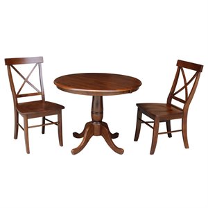 36&quot Round Top Pedestal Ext Table With 12&quot Leaf And 2 X-Back Chairs