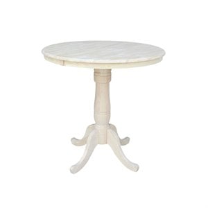 36&quot Round Top Pedestal Table With 12&quot Leaf - 34.9&quotH - Dining or Counter Height