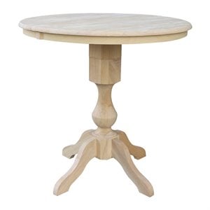 36&quot Round Top Pedestal Table With 12&quot Leaf - 34.9&quotH - Dining or Counter Height