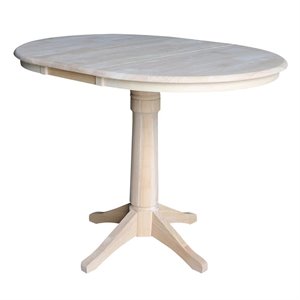 36&quot Round Top Pedestal Table With 12&quot Leaf - 34.9&quotH - Dining or Counter Height